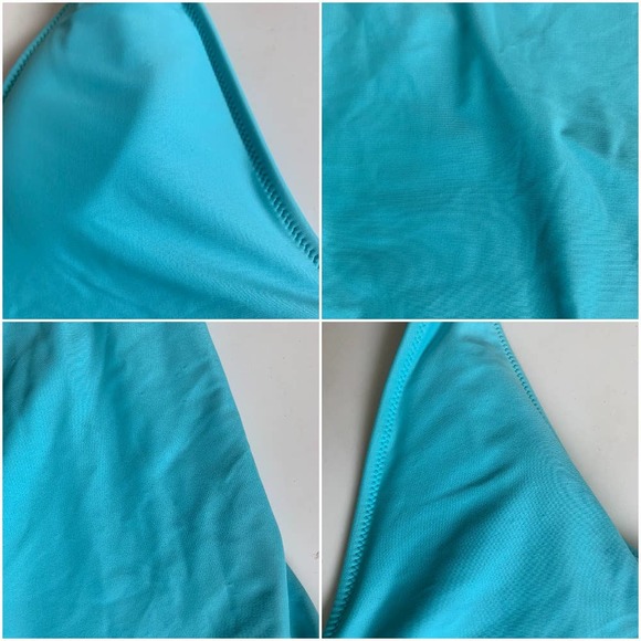 Aerie 2XL Cheeky Halter Tie Plunge One Piece Swimsuit High Cut Leg Blue Sexy XXL - Picture 5 of 13